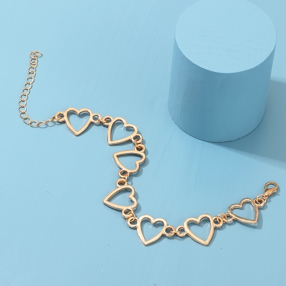 **OSANNA* Gold Hollow Heart Shape Chain Bracelet - Picture 4 of 7